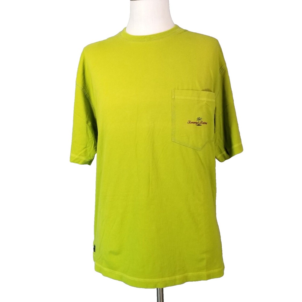 Tommy Bahama shirt men's large green short sleeve cotton pocket preppy luxury